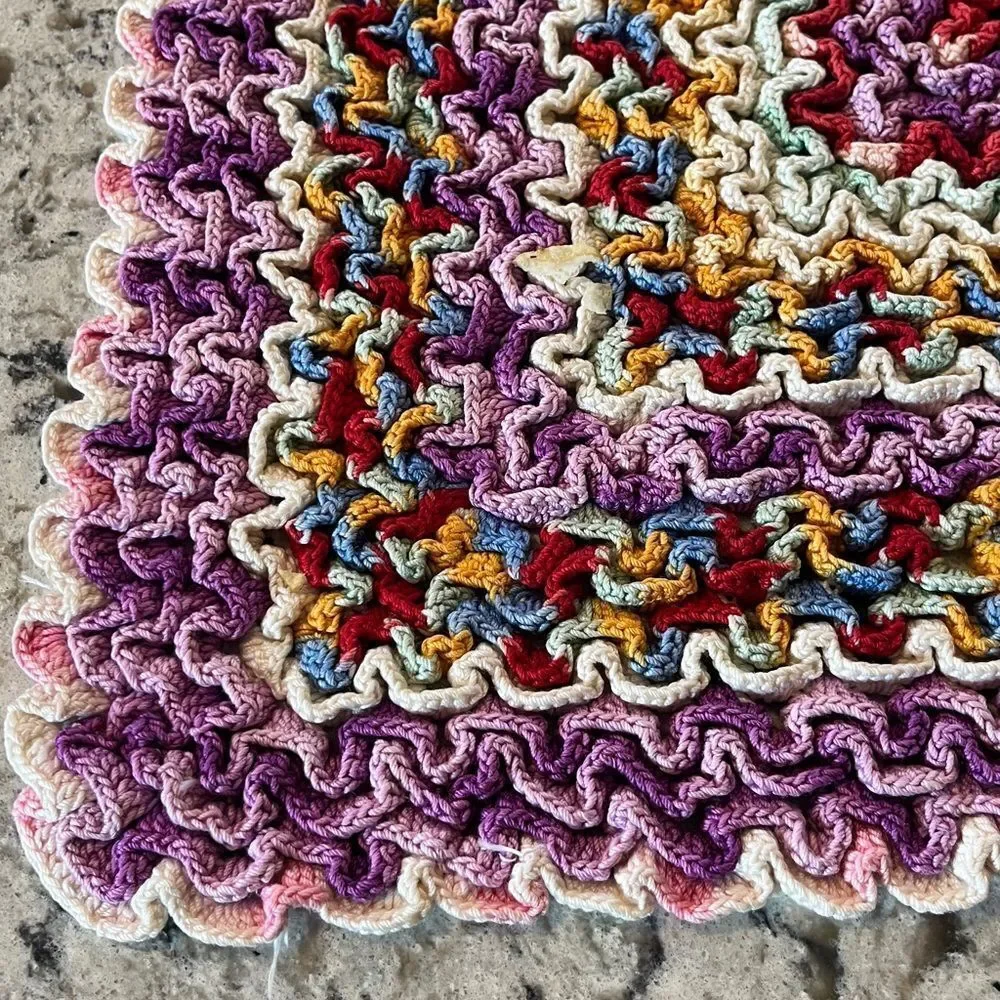Wiggly Crocheted Square tablecloth or hotpad -Large 17x17”